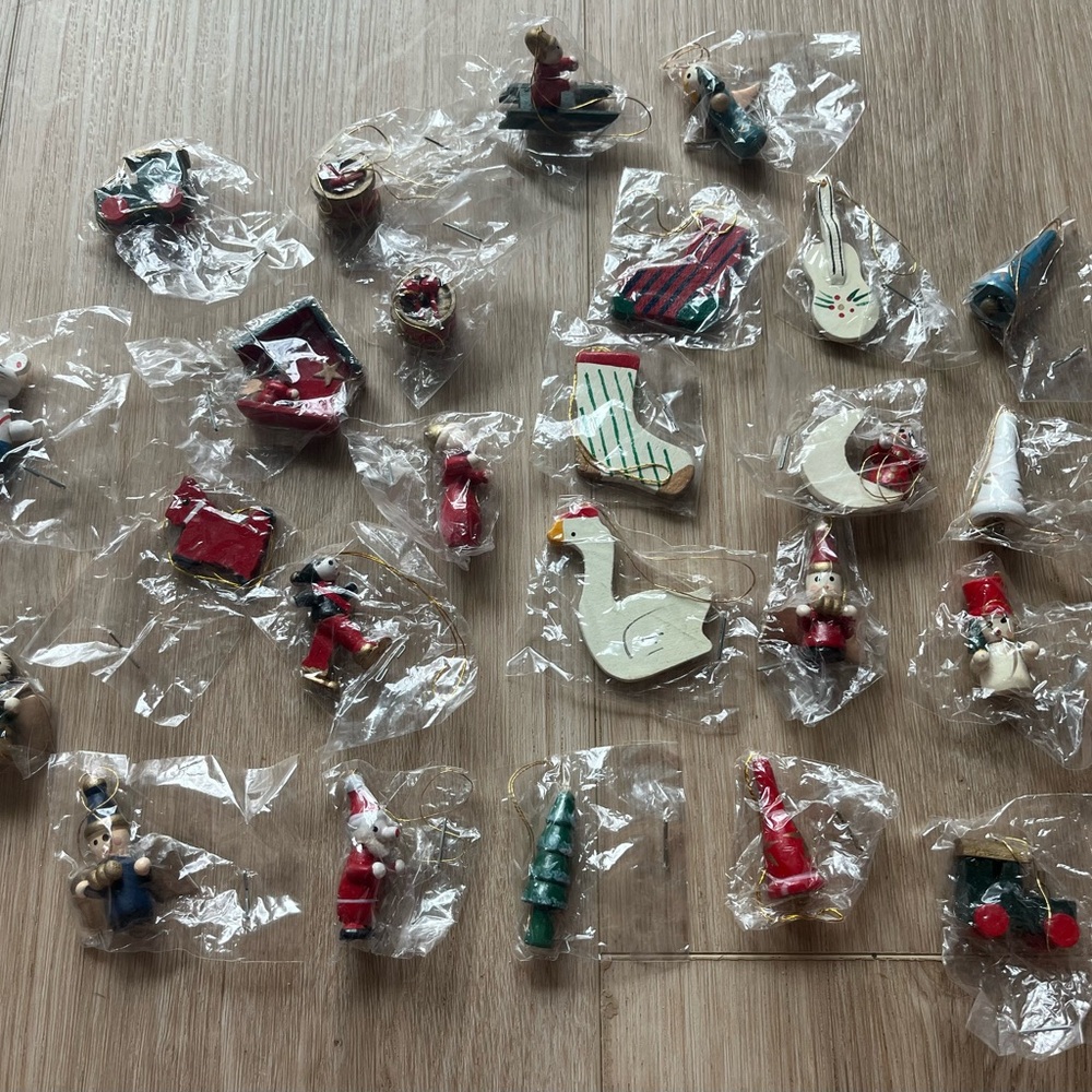 Mini Handmade Wooden Christmas Ornaments (25ct)